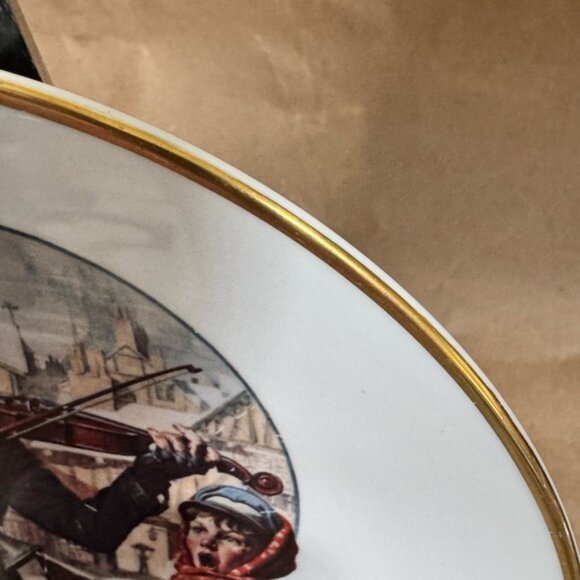 1976 Sat Evening POne Sizet Norman Rockwell Christmas Trio 8.5 Collectible Plate - Picture 4 of 6